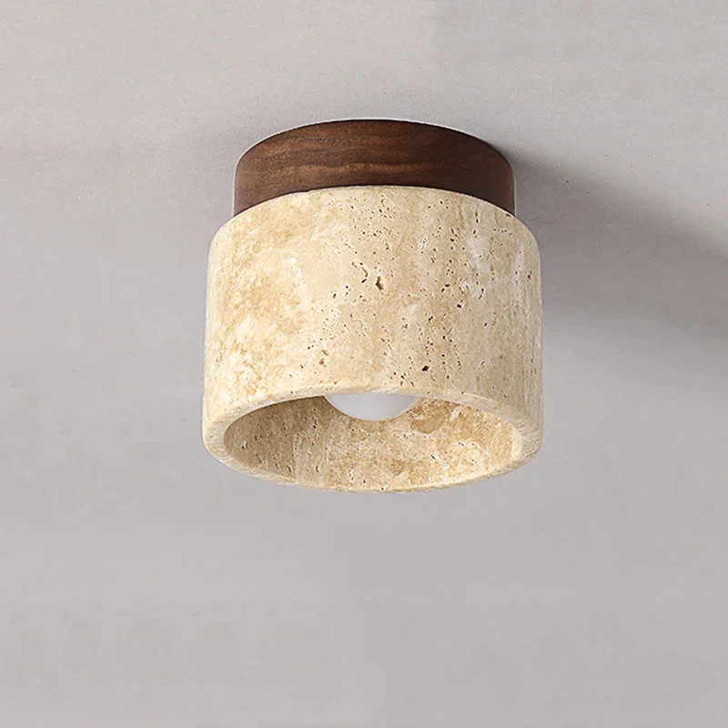 Travertine & Walnut Flush Mount | CL711441095