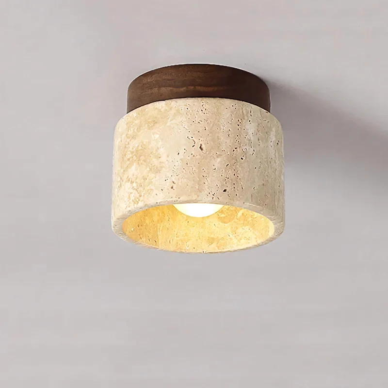 Travertine & Walnut Flush Mount | CL711441095