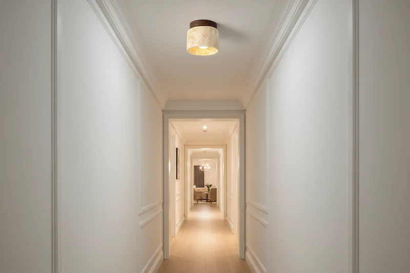 Travertine & Walnut Flush Mount | CL711441095