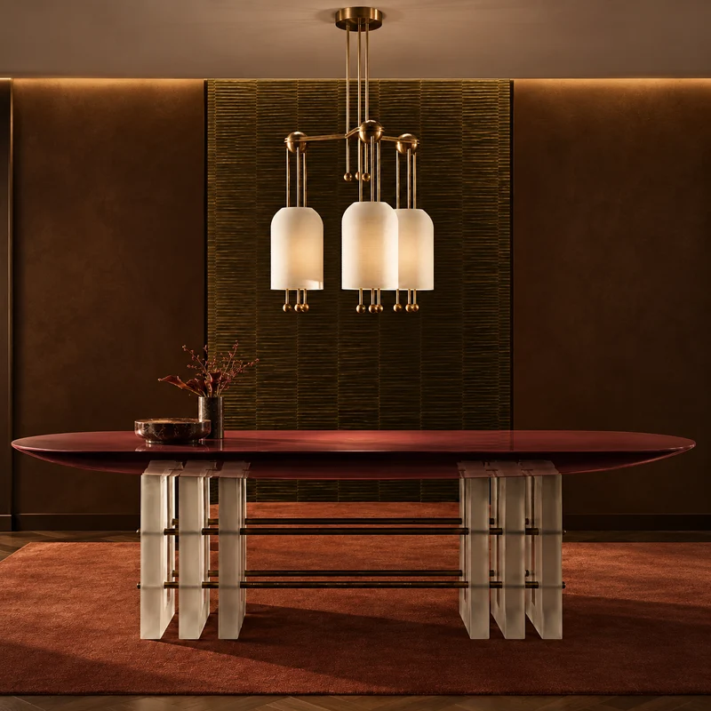 3-Head Ceramic & Brass Linear Chandelier | CLCER3
