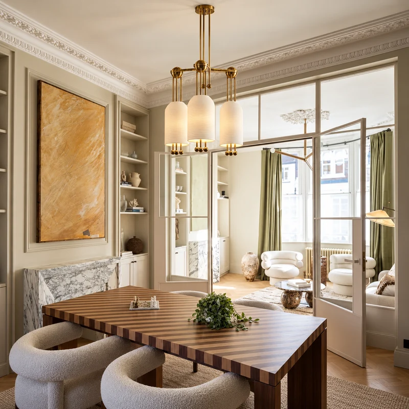 3-Head Ceramic & Brass Linear Chandelier | CLCER3