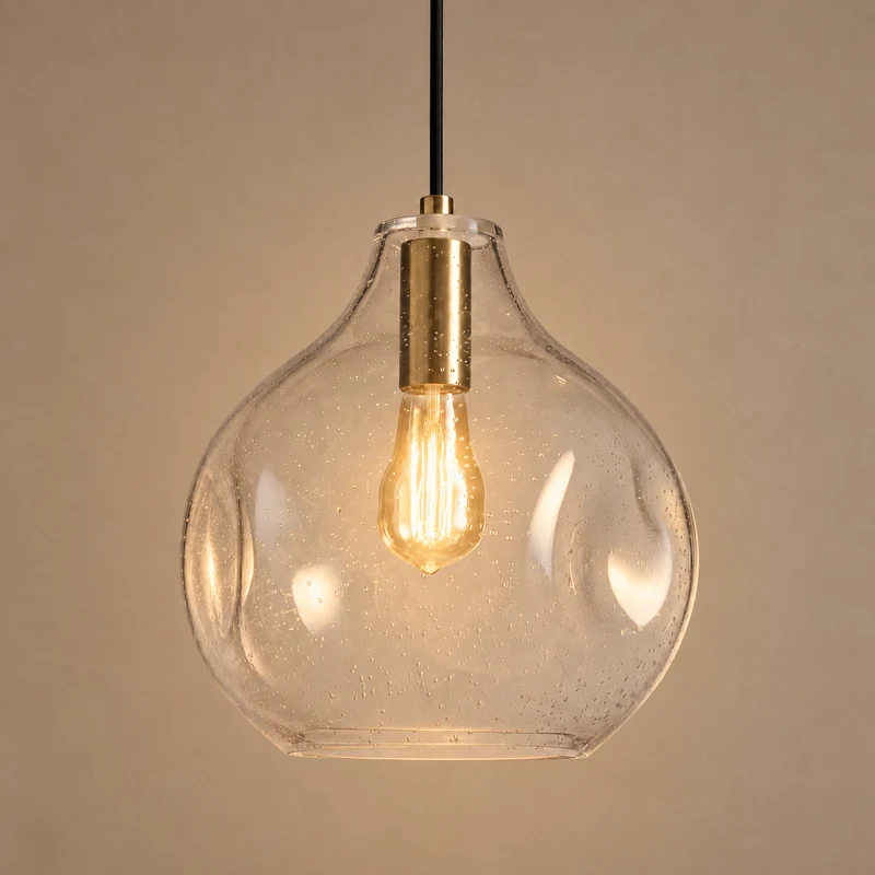Seeded Glass Pendant | Solid Brass | CLTDR030BR