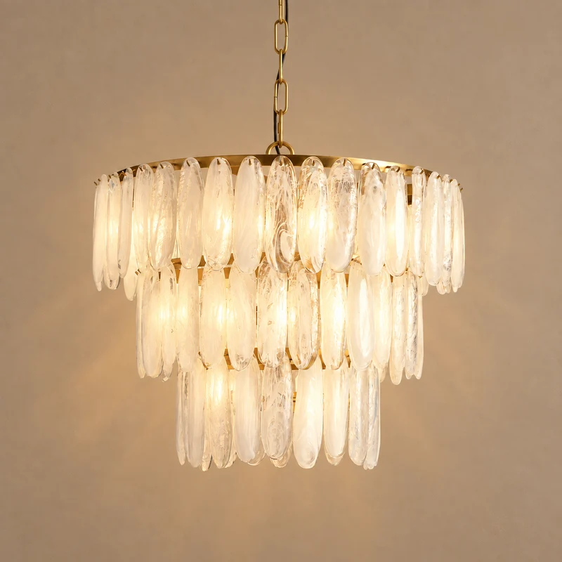 Swirled Glass Chandelier | 3-Tier Brass | CLSWL067BR