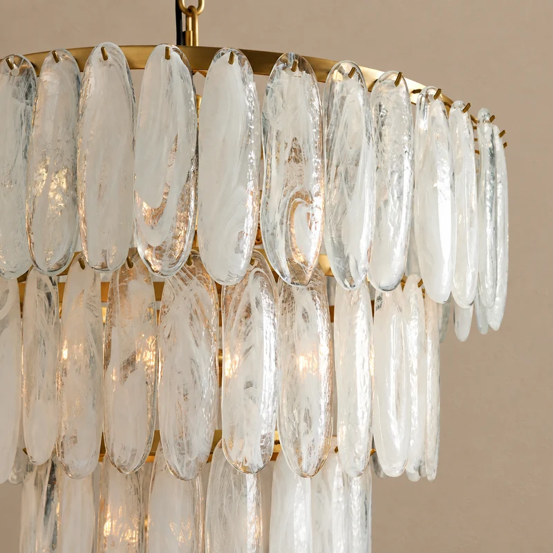 Swirled Glass Chandelier | 3-Tier Brass | CLSWL067BR