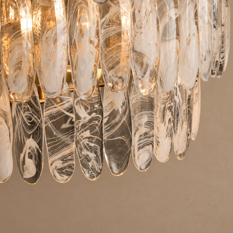 Swirled Glass Chandelier | 3-Tier Brass | CLSWL067BR