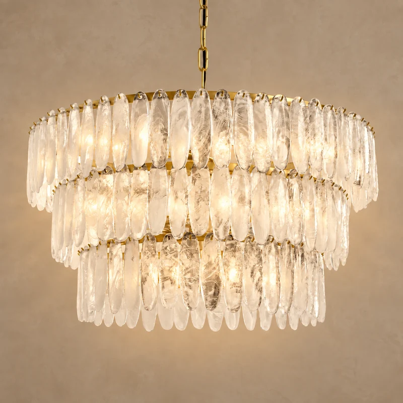Swirled Glass Chandelier | 3-Tier Large | CLSWL098BR