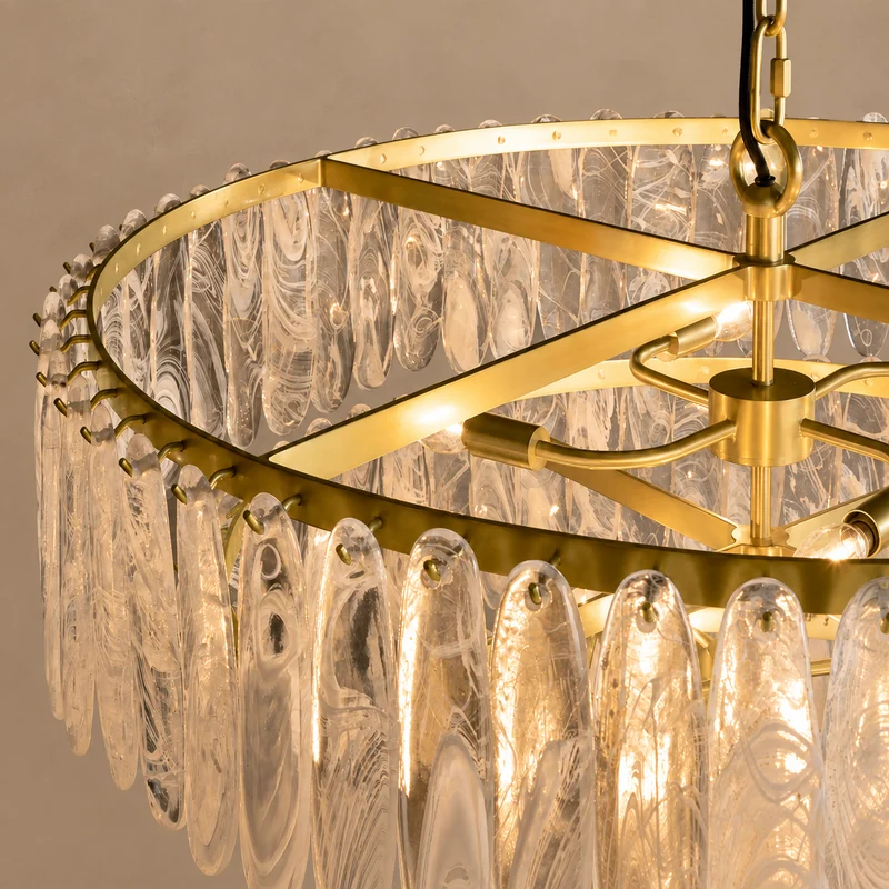Swirled Glass Chandelier | 3-Tier Large | CLSWL098BR