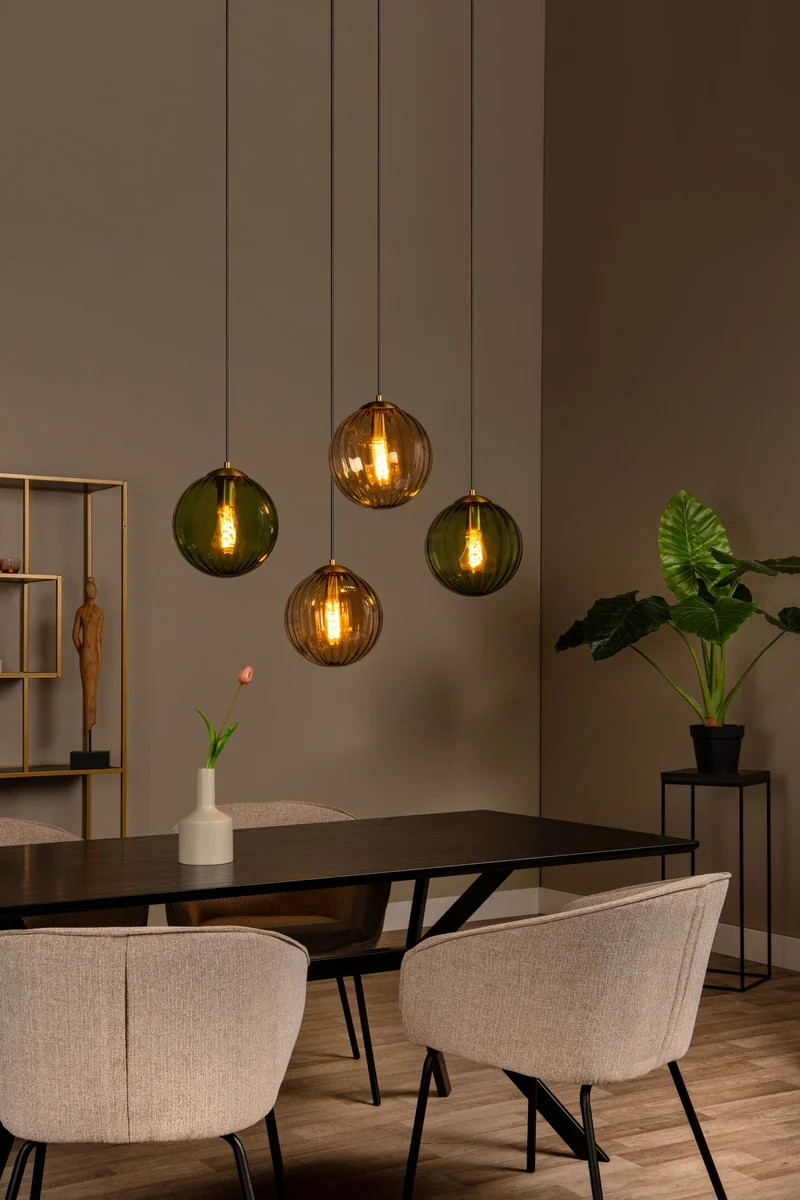 Pendelleuchte Monsaraz 4-flammig mit Schirm aus Glas
