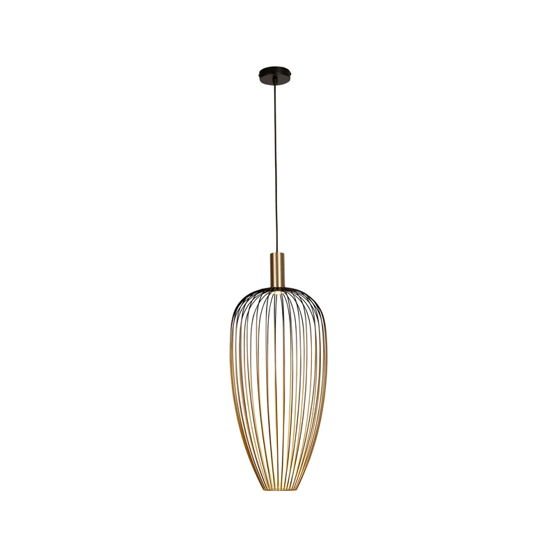 Pendelleuchte Aurelie mit Metallschirm Gold, Schwarz
