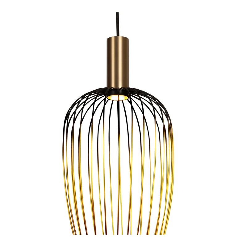 Pendelleuchte Aurelie mit Metallschirm Gold, Schwarz
