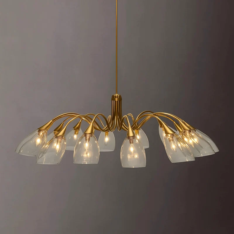 Brass Branch Chandelier | Glass Shades | CLAS720