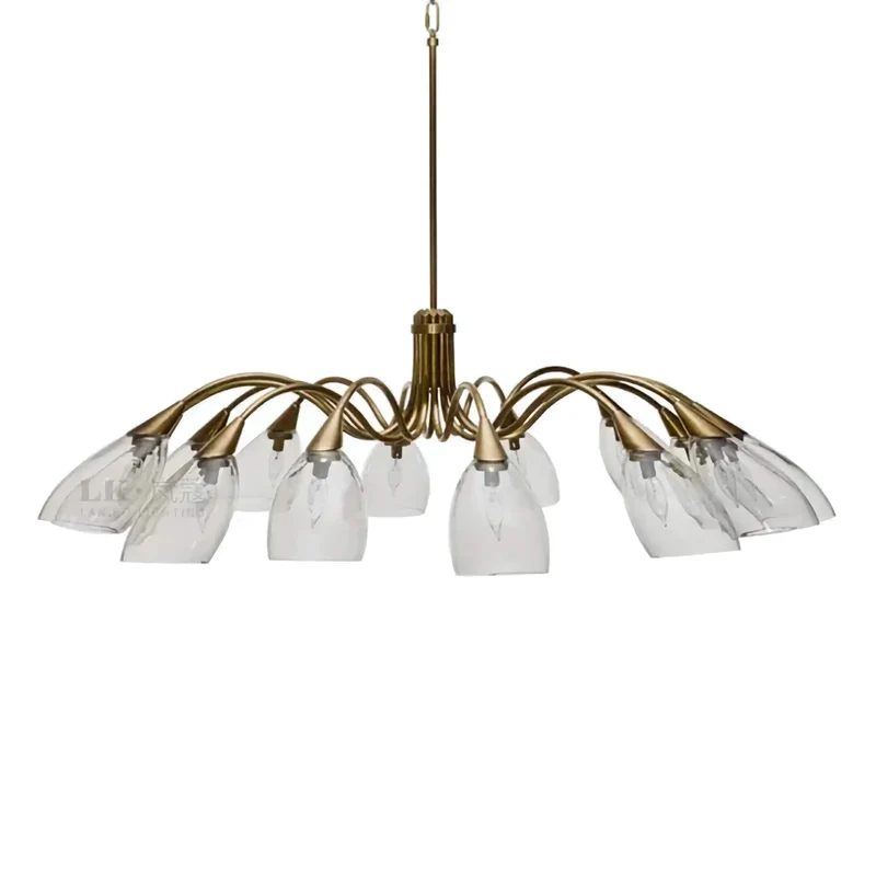 Brass Branch Chandelier | Glass Shades | CLAS720