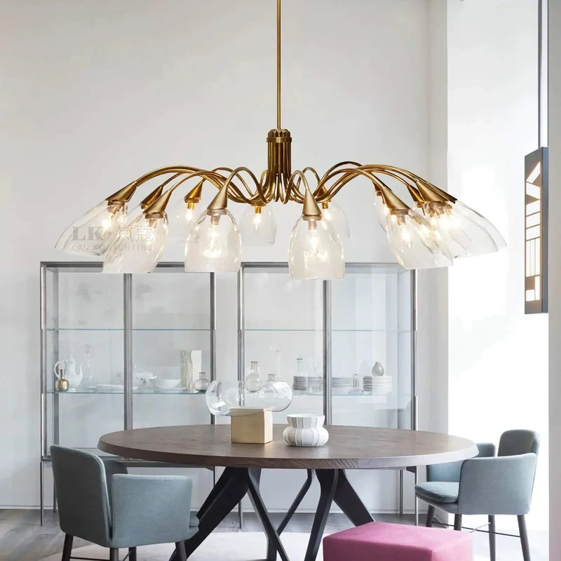 Brass Branch Chandelier | Glass Shades | CLAS720