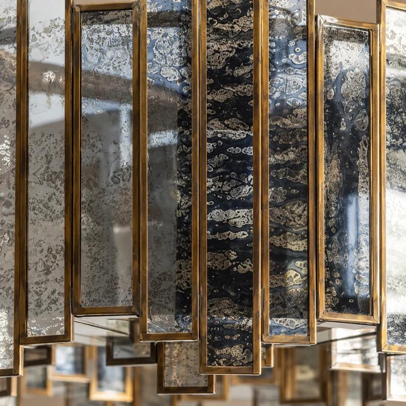 Specchio Antiquato Flush Mount | Antique Brass & Mirrored Glass | CLSPC2012