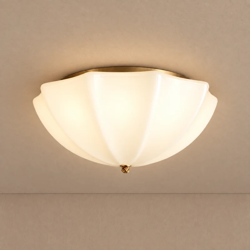 Petalo Cream Glass Flush Mount | Antique Brass | CLPET152AB