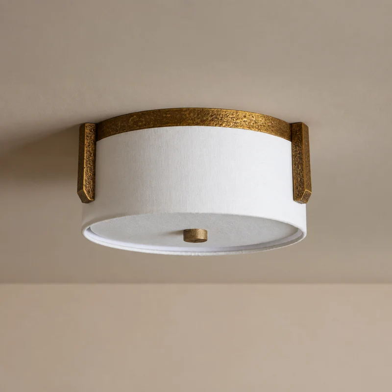 Lino Linen Flush Mount | Antique Brass | CLLIN130AB