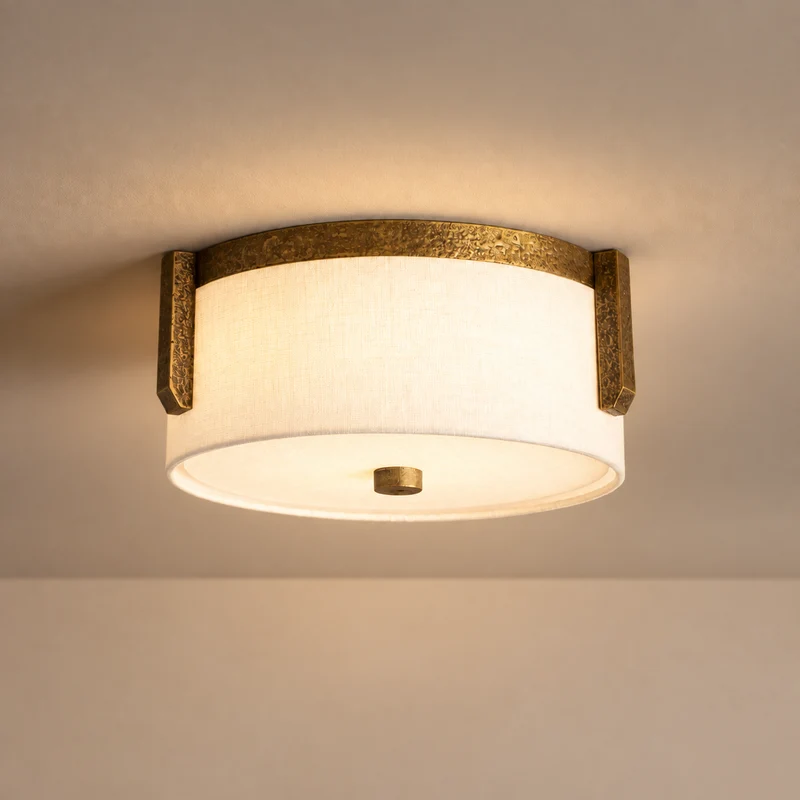 Lino Linen Flush Mount | Antique Brass | CLLIN130AB