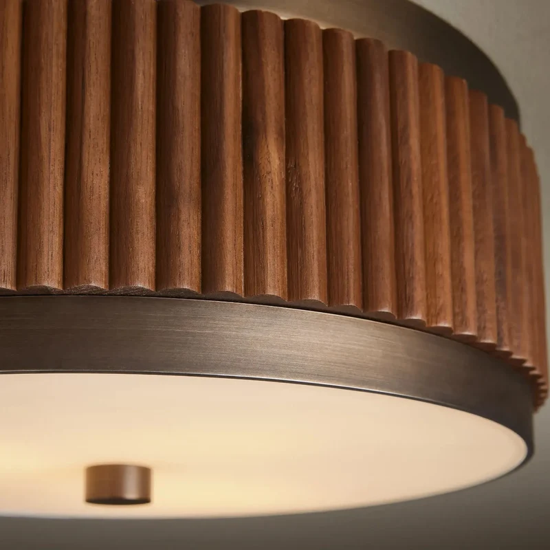 Canneto Fluted Wood Flush Mount | Brass & Glass | CLCNT120BR