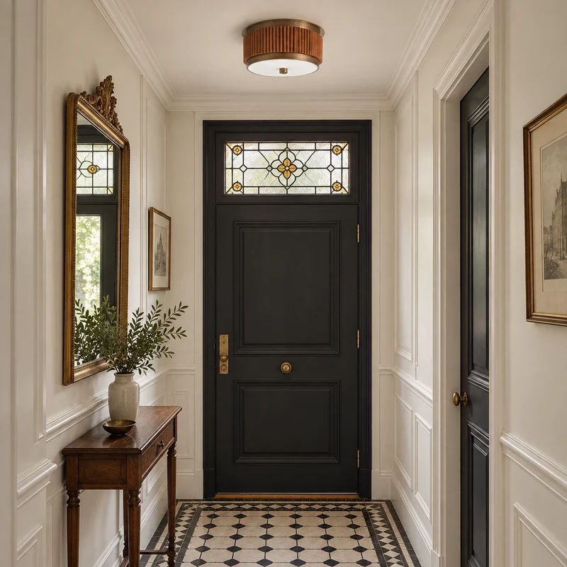 Canneto Fluted Wood Flush Mount | Brass & Glass | CLCNT120BR