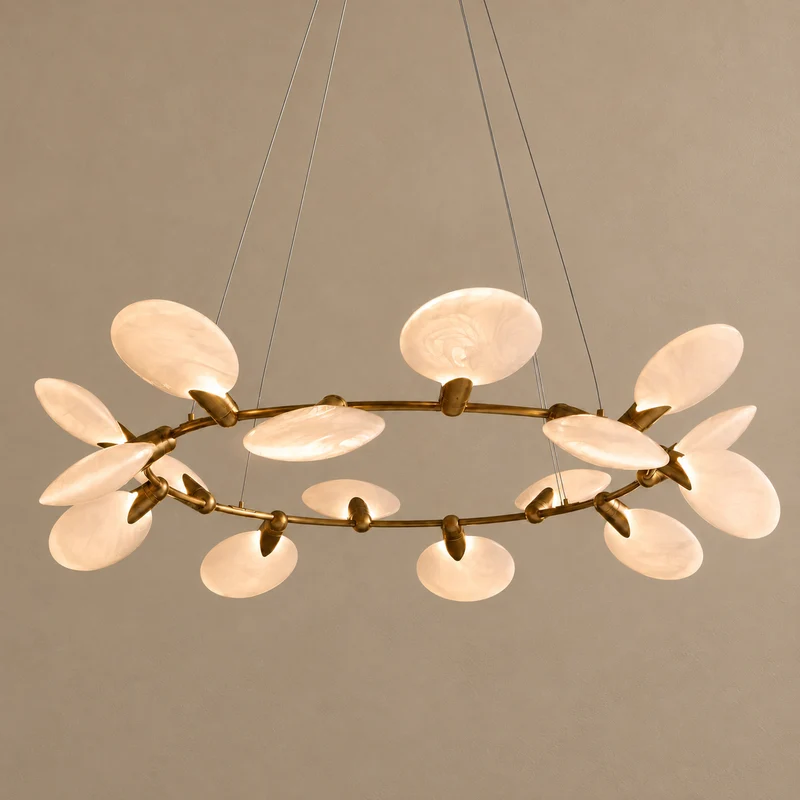 Glass Disc Chandelier | 16-Light Brass | CLDSC152BR