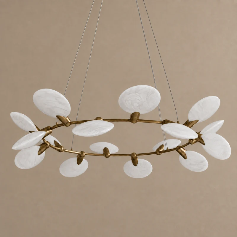 Glass Disc Chandelier | 16-Light Brass | CLDSC152BR