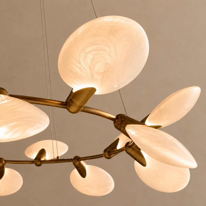 Glass Disc Chandelier | 16-Light Brass | CLDSC152BR