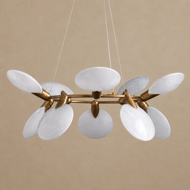 Glass Disc Chandelier | 10-Light Brass | CLDSC107BR