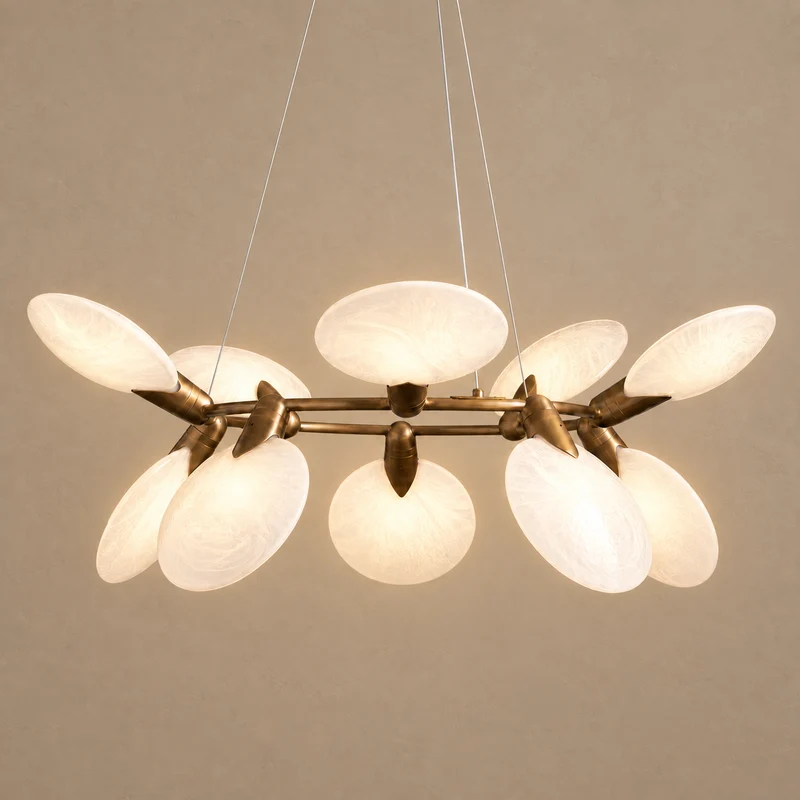 Glass Disc Chandelier | 10-Light Brass | CLDSC107BR