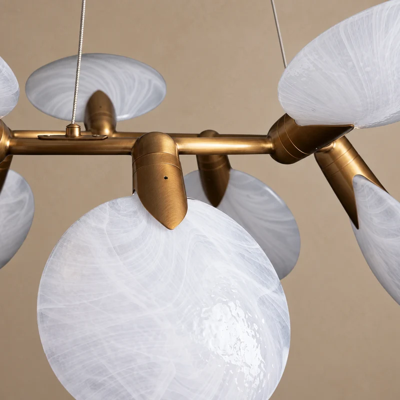 Glass Disc Chandelier | 10-Light Brass | CLDSC107BR