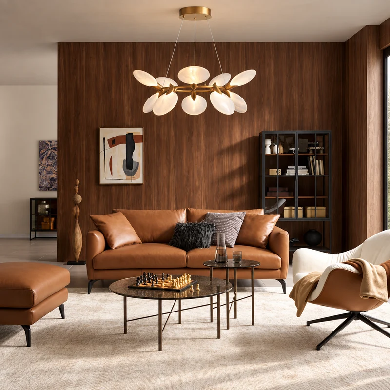 Glass Disc Chandelier | 10-Light Brass | CLDSC107BR