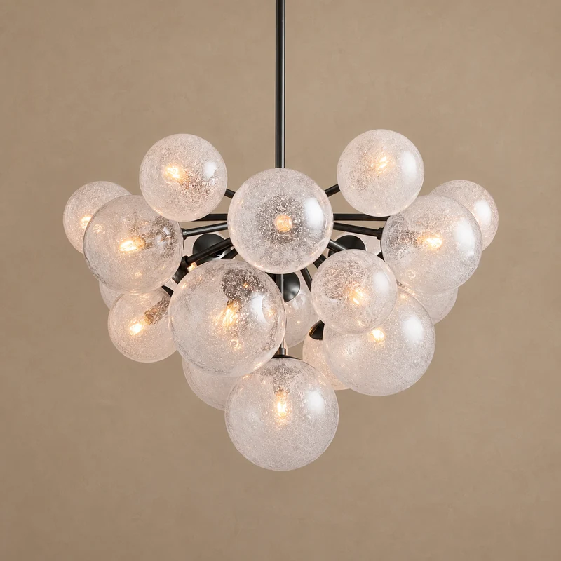 Sillam Seeded Glass Bubble Pendant Chandelier | Black | CLBUB069BK