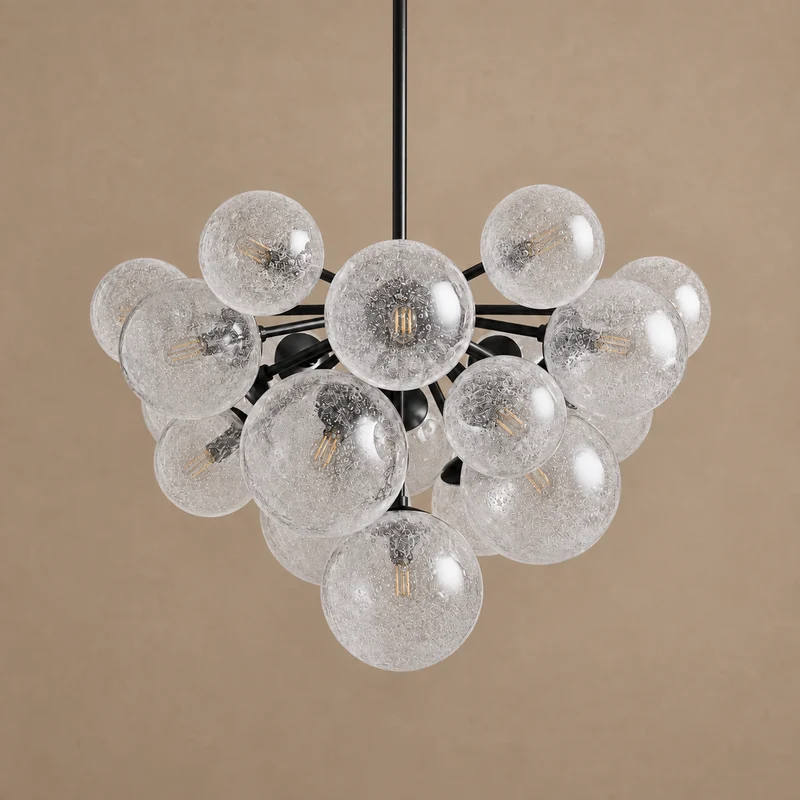 Sillam Seeded Glass Bubble Pendant Chandelier | Black | CLBUB069BK