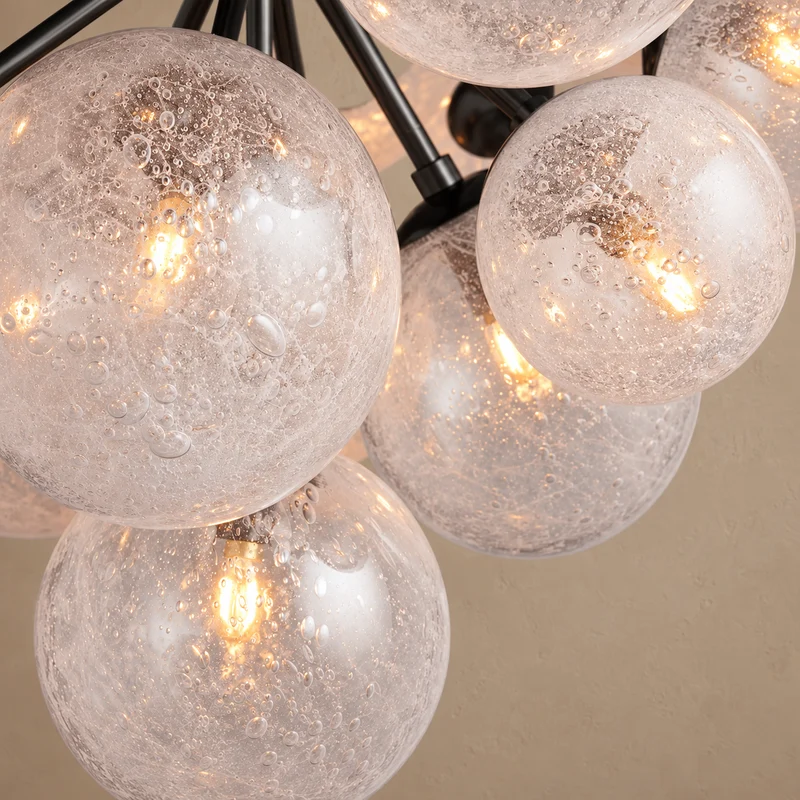 Sillam Seeded Glass Bubble Pendant Chandelier | Black | CLBUB069BK