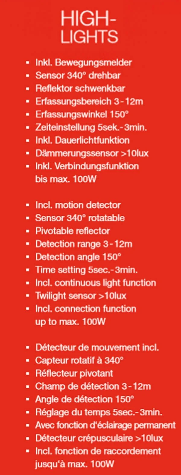 LED Fluter mit Bewegungssensor im Hochformat für Außen weiß 2600 Lm IP44 | Briloner