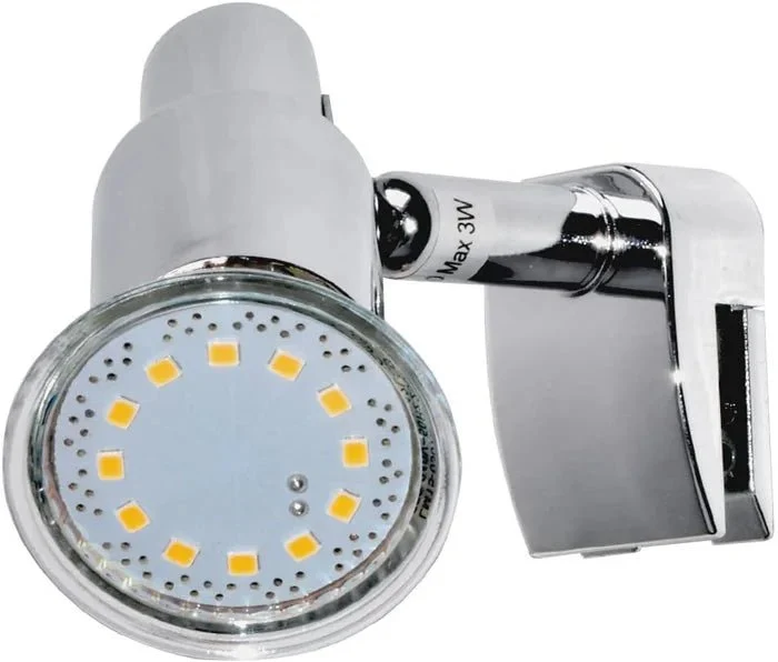Bad-Spiegelleuchte zum Klemmen Chrom – schwenkbar – inkl. GU10 LED – SPLASH Spiegel-Klemmleuchte