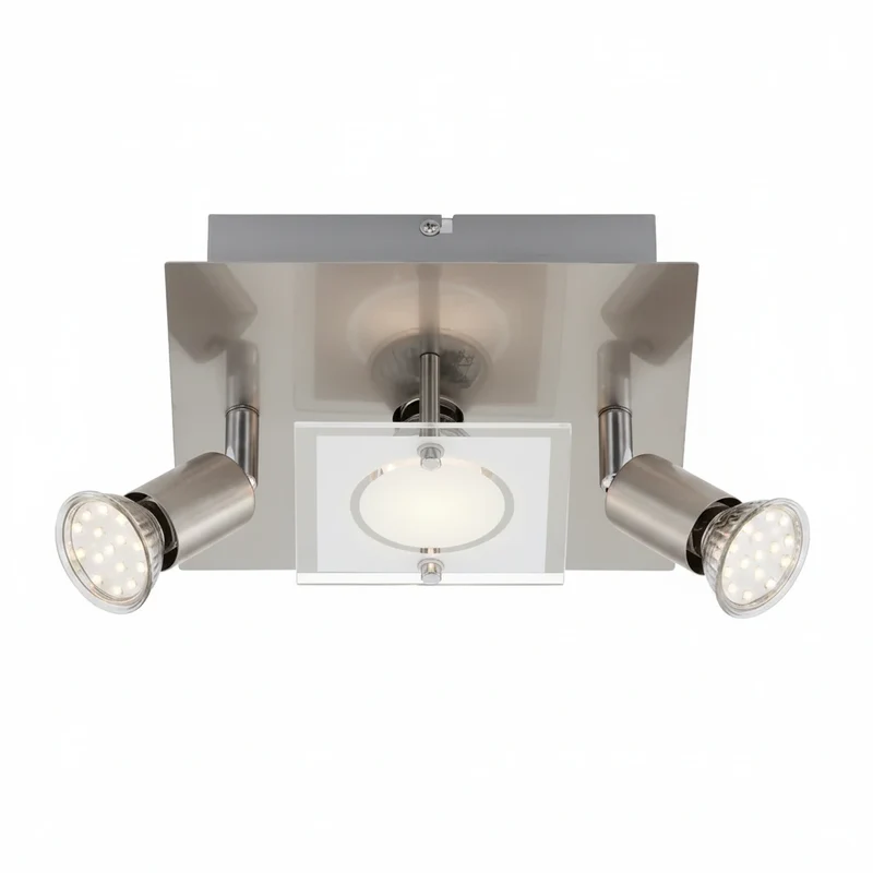 LED Deckenleuchte eckig mit Strahlern START 3flg nickel matt