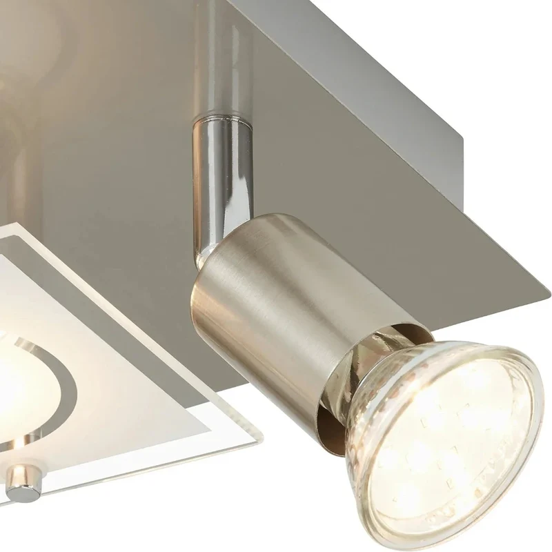 LED Deckenleuchte eckig mit Strahlern START 3flg nickel matt