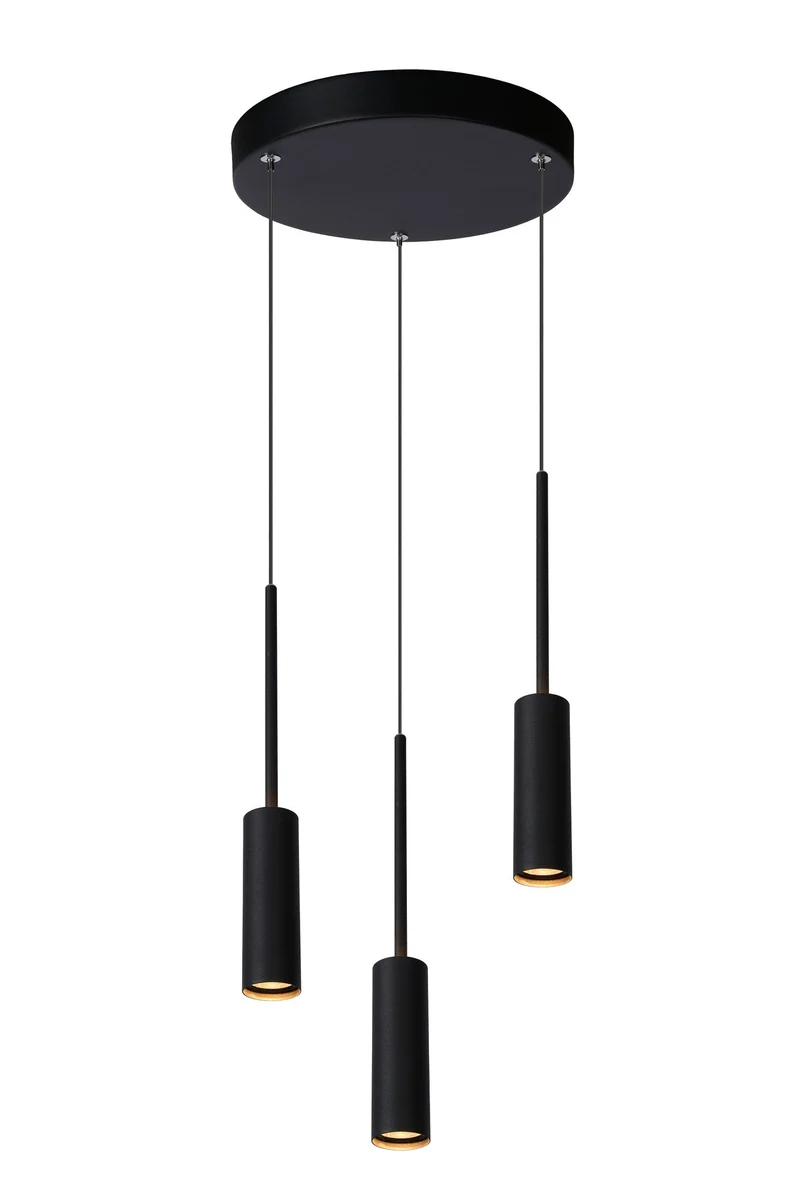 LED-Pendelleuchte Tubule 3-flammig Schwarz 26cm