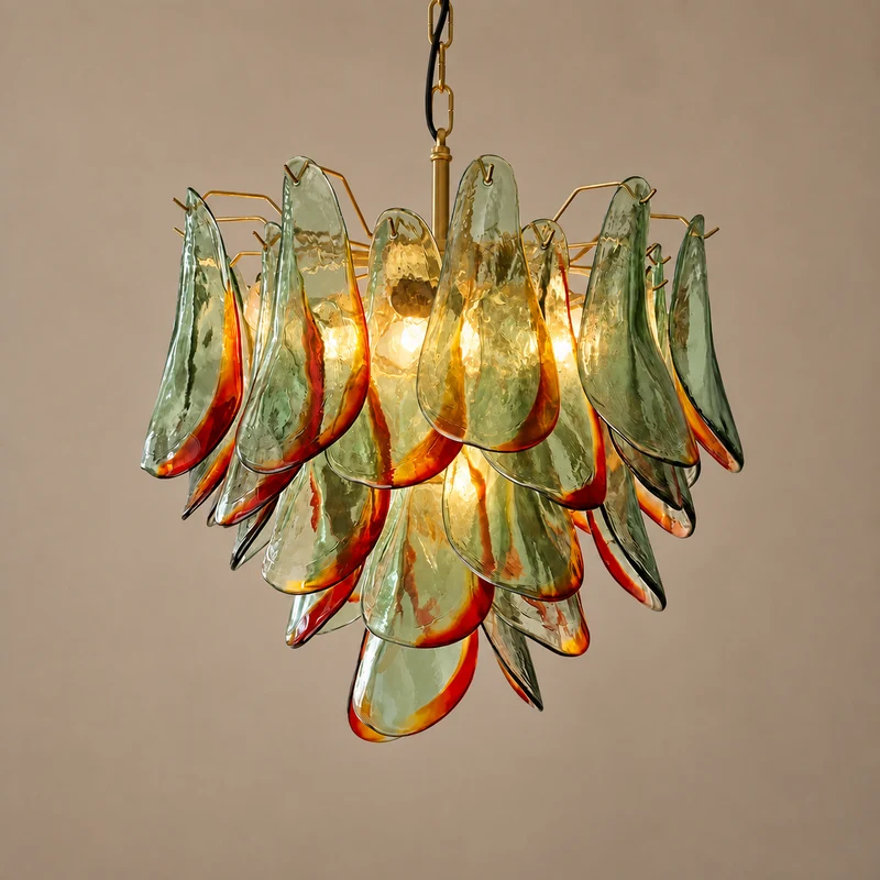 The Solenne Chandelier | Multi-Light Glass & Brass | CLND005