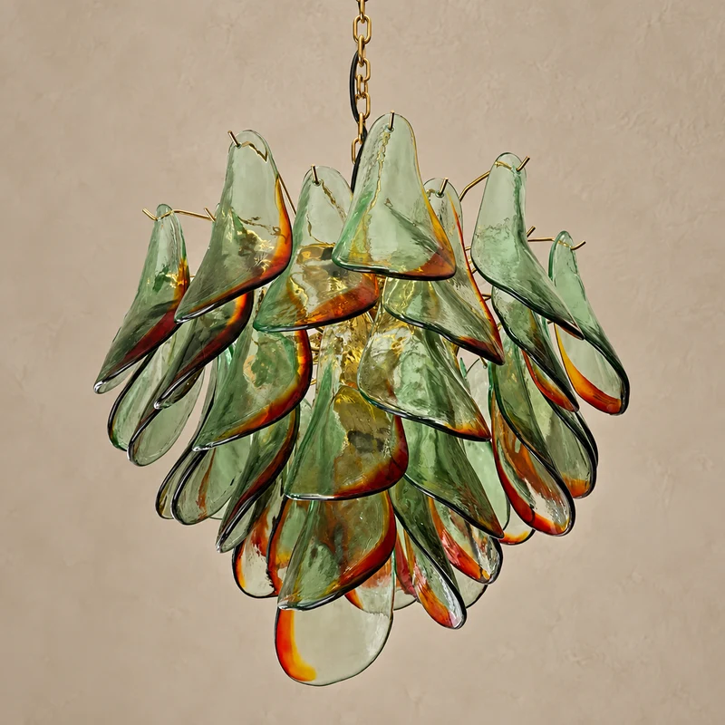 The Solenne Chandelier | Multi-Light Glass & Brass | CLND005