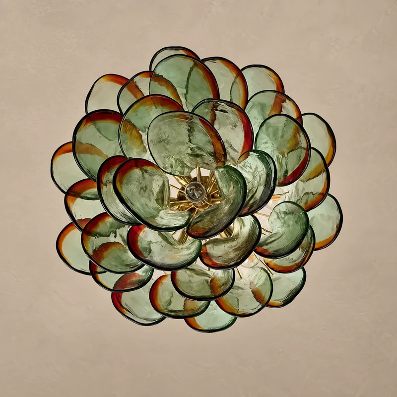 The Solenne Chandelier | Multi-Light Glass & Brass | CLND005