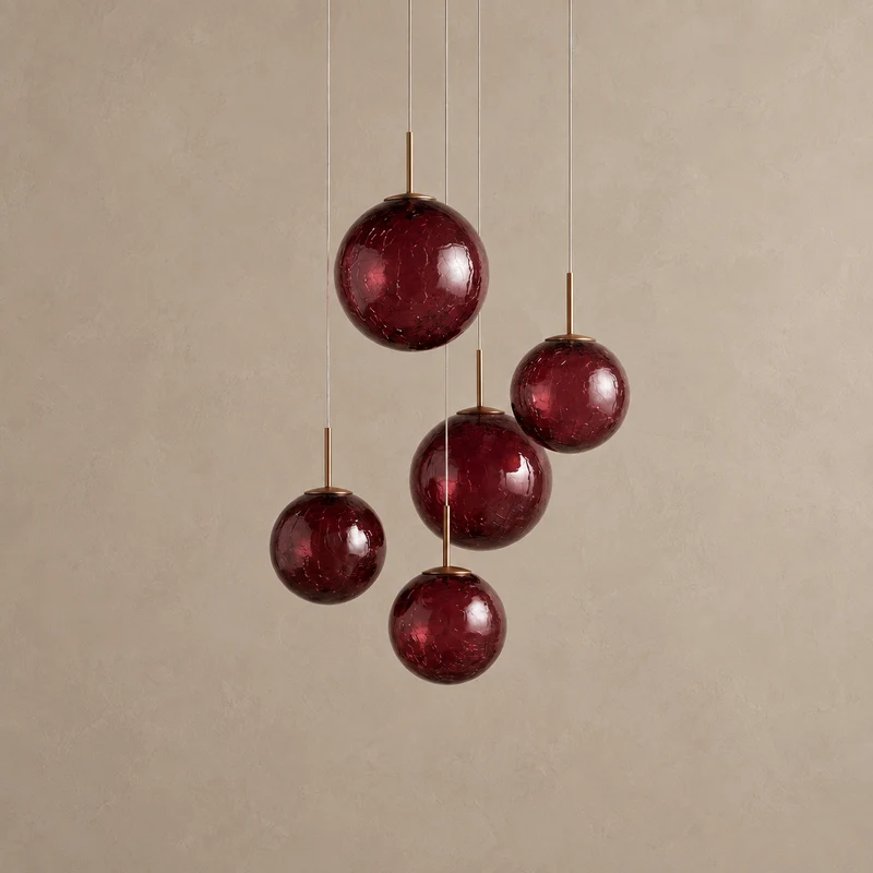 The Chromia Pendant | 5-Light Colored Glass & Brass | CLND008