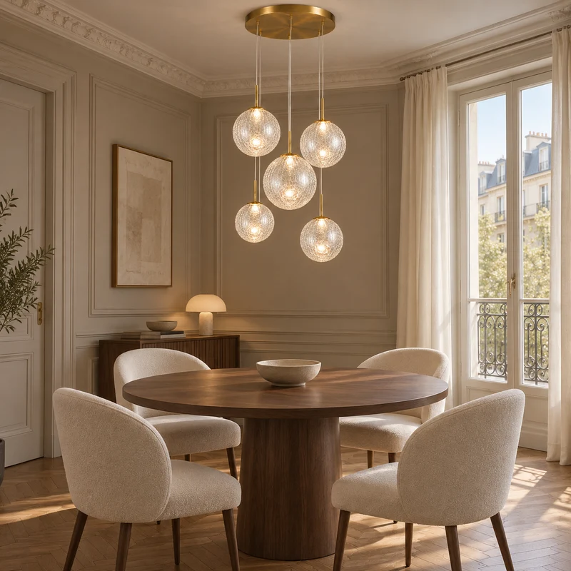 The Chromia Pendant | 5-Light Colored Glass & Brass | CLND008