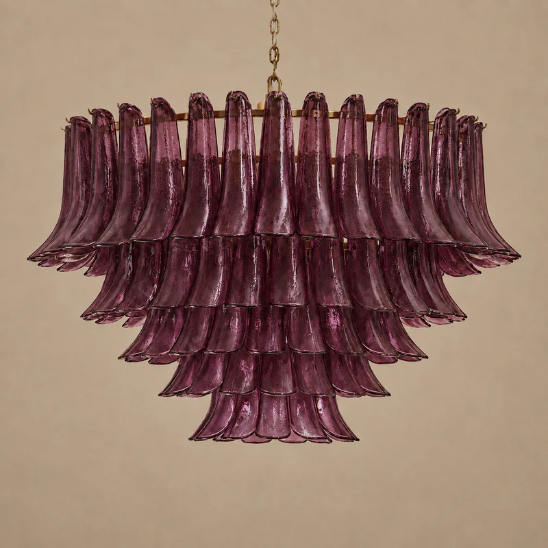 The Orbis Chandelier | Sculptural Burgundy Glass & Brass | CLND006
