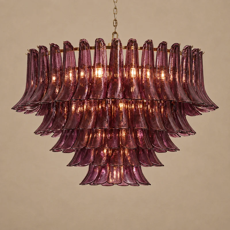 The Orbis Chandelier | Sculptural Burgundy Glass & Brass | CLND006