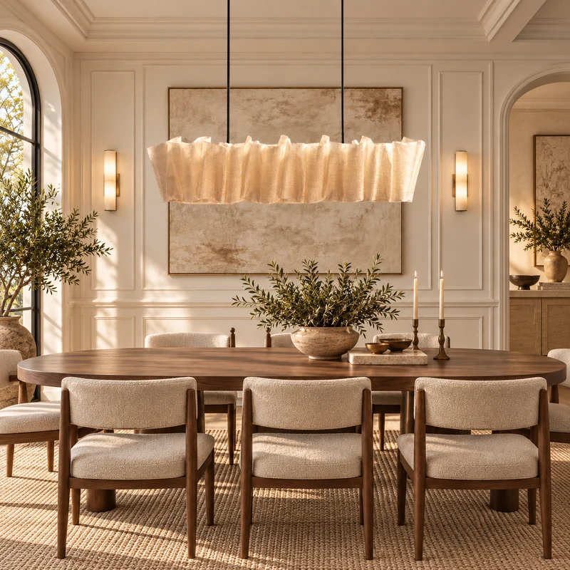 The Sora Linear Chandelier | Handwoven Abaca | CLND018