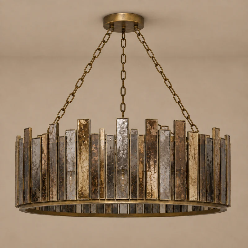 The Solstice Chandelier | Mirrored Glass & Brass | CLSOL091BR