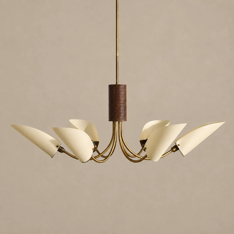 Brass & Fabric Chandelier | 6-Light | CLSFB119BR