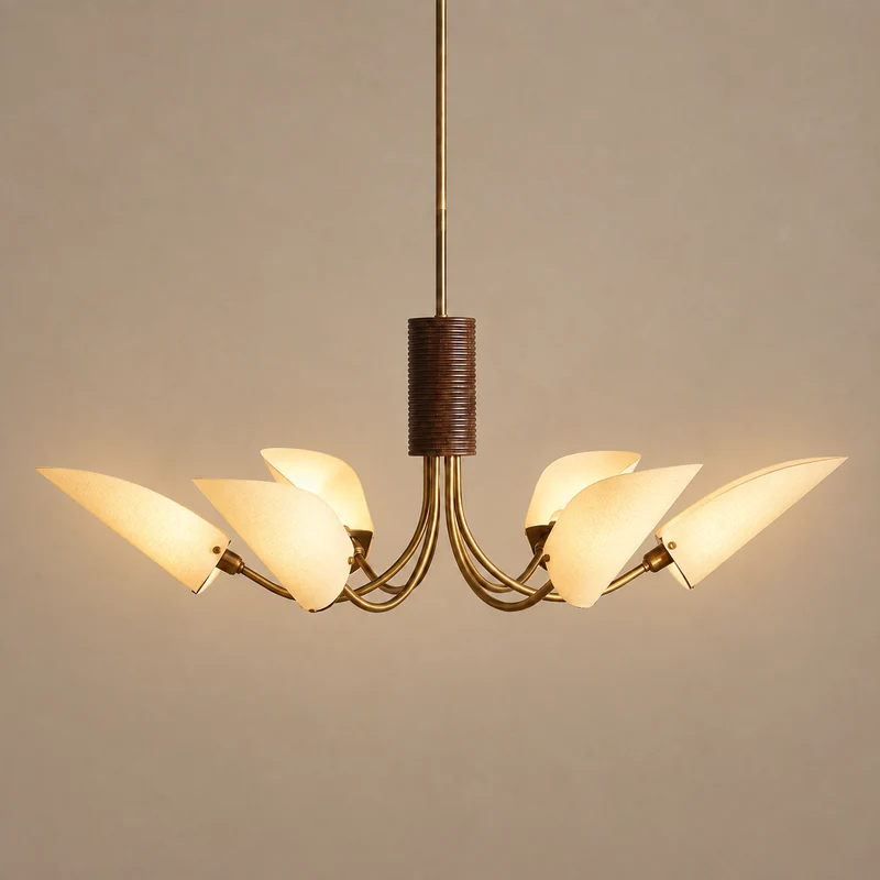 Brass & Fabric Chandelier | 6-Light | CLSFB119BR