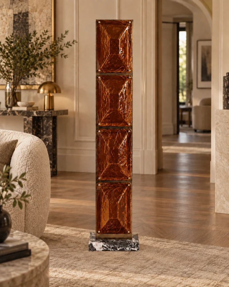 Tapered Glass Floor Lamp | Amber | CLTPG160A